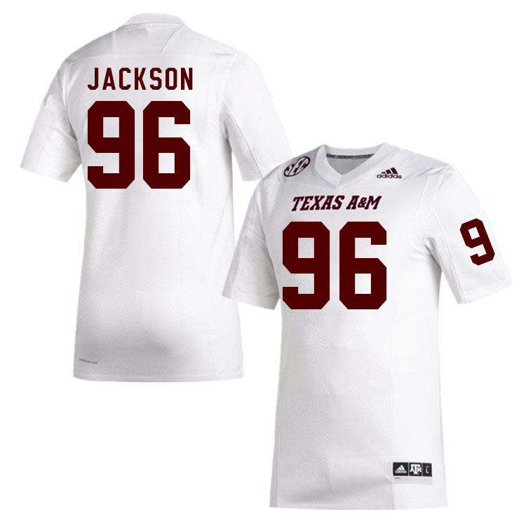 Men #96 Nathan Jackson Texas A&M Aggies College Football Jerseys Stitched Sale-White
